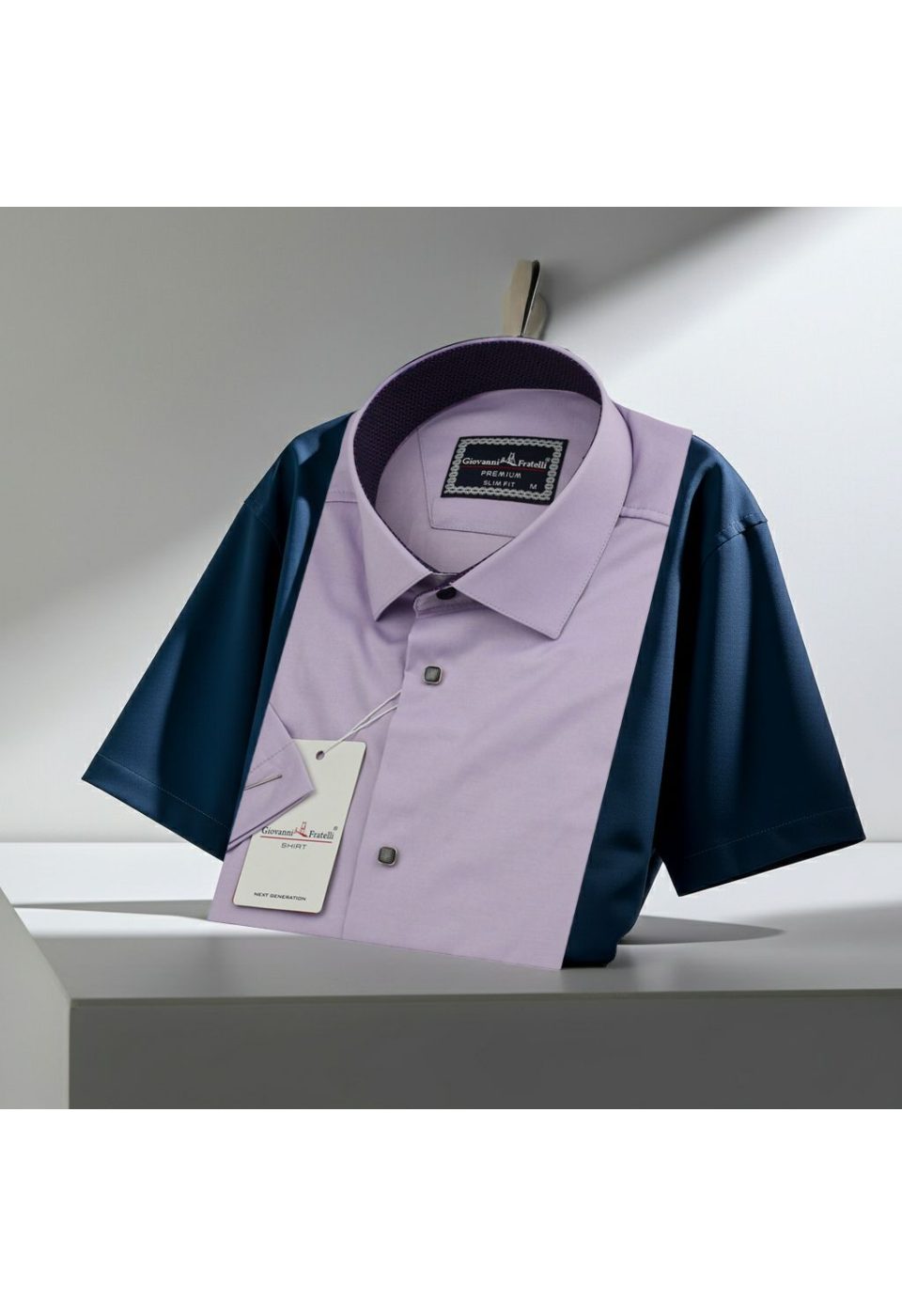 Slim Fit Kısa Kol Düz Renk Saten Erkek Gömlek 3GMK311224A19 - Giovanni Fratelli