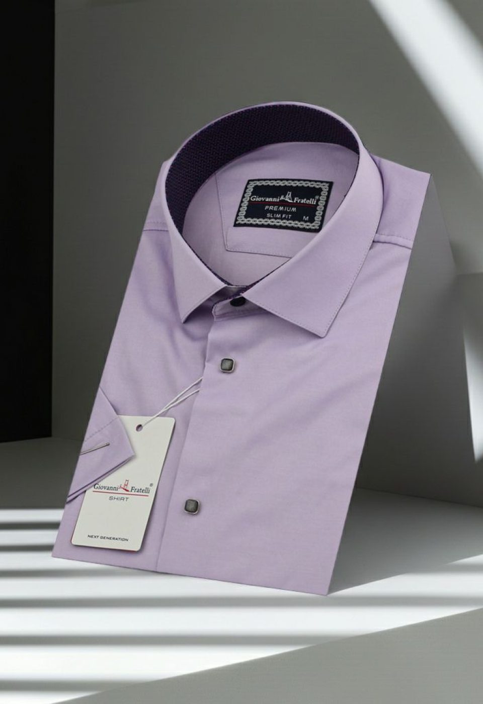 Slim Fit Kısa Kol Düz Renk Saten Erkek Gömlek 3GMK311224A19 - Giovanni Fratelli