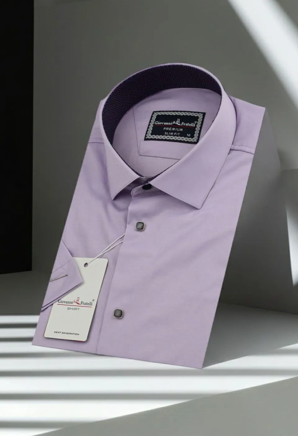 Slim Fit Kısa Kol Düz Renk Saten Erkek Gömlek 3GMK311224A19