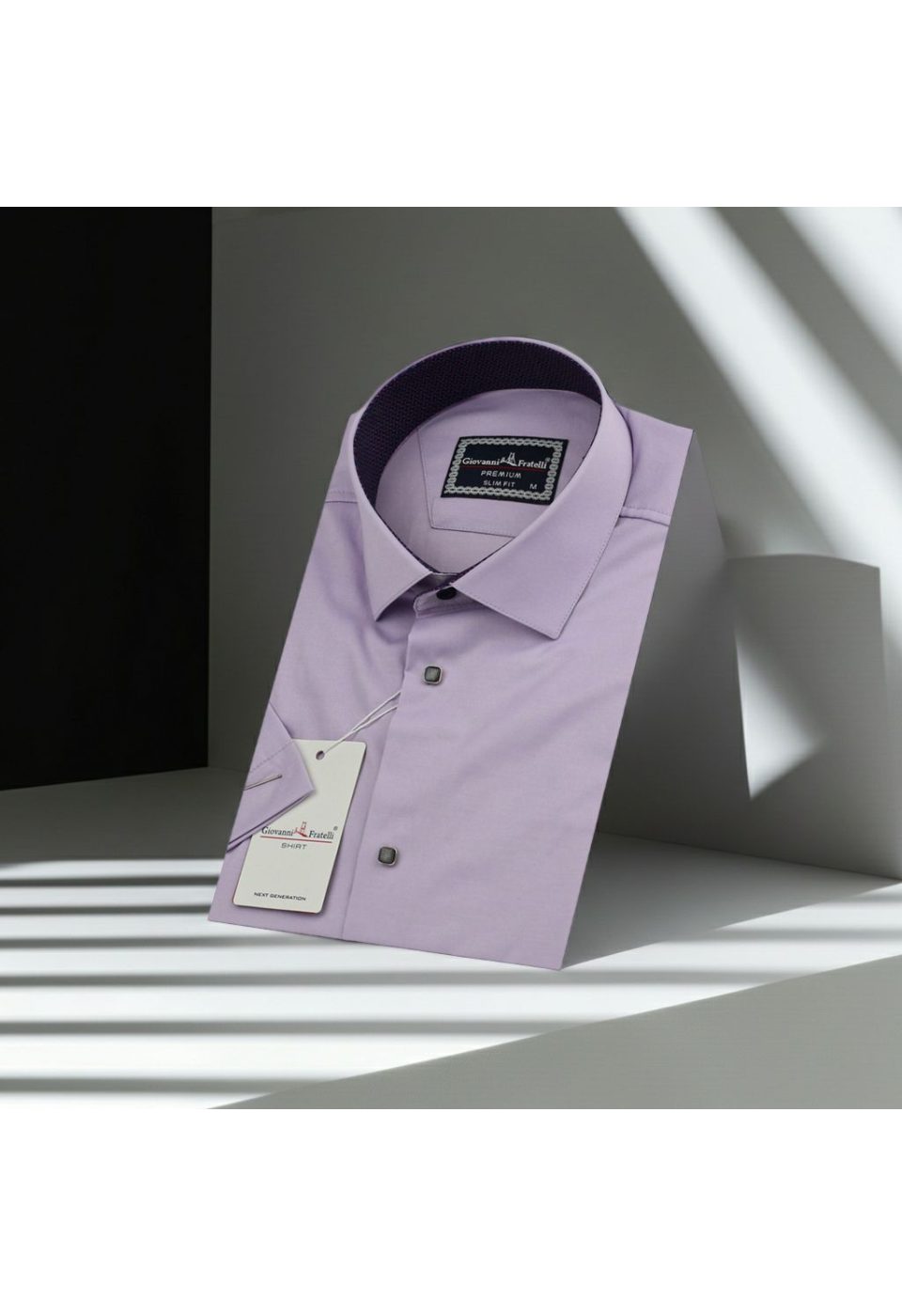 Slim Fit Kısa Kol Düz Renk Saten Erkek Gömlek 3GMK311224A19 - Giovanni Fratelli