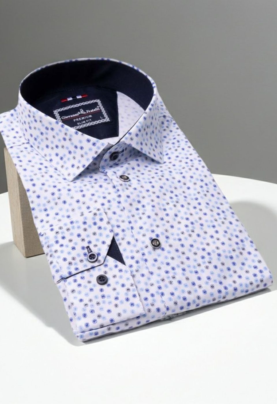 Slim Fit Uzun Kol Desenli Erkek Gömlek 3GMK321227001