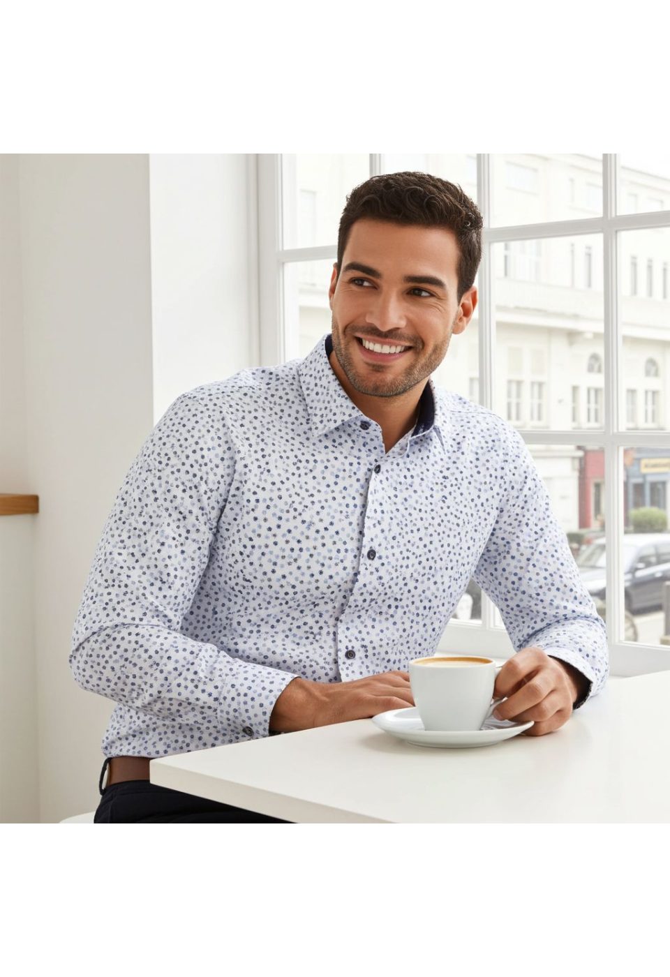 1227 CR 001 Slim Fit Uzun Kol Desenli Erkek Gömlek 3GMK321227001 - Giovanni Fratelli
