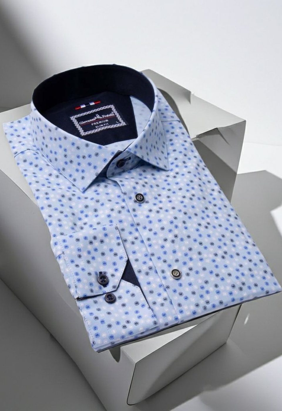 Slim Fit Uzun Kol Desenli Erkek Gömlek 3GMK321227002