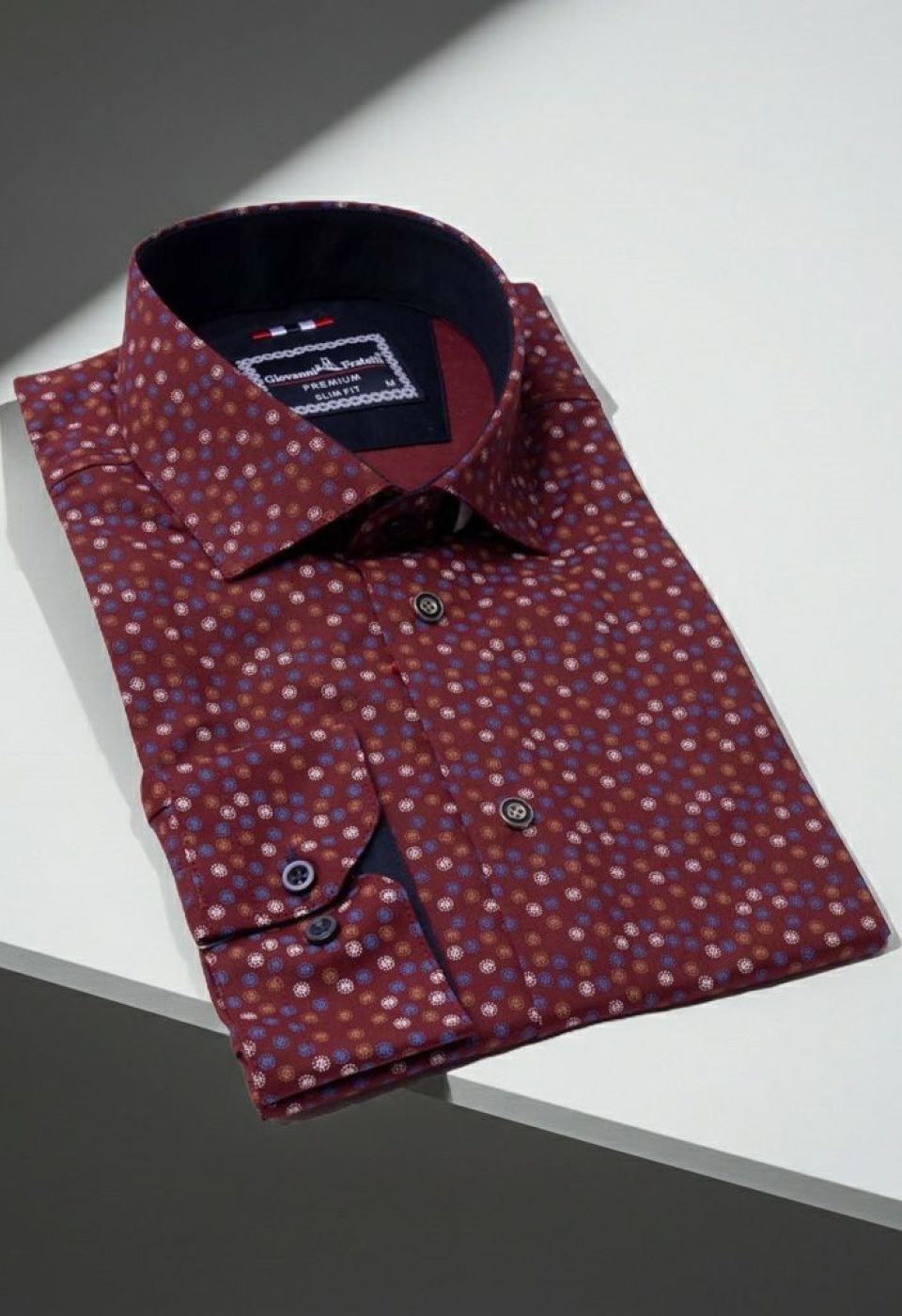 Slim Fit Uzun Kol Desenli Erkek Gömlek 3GMK321227003