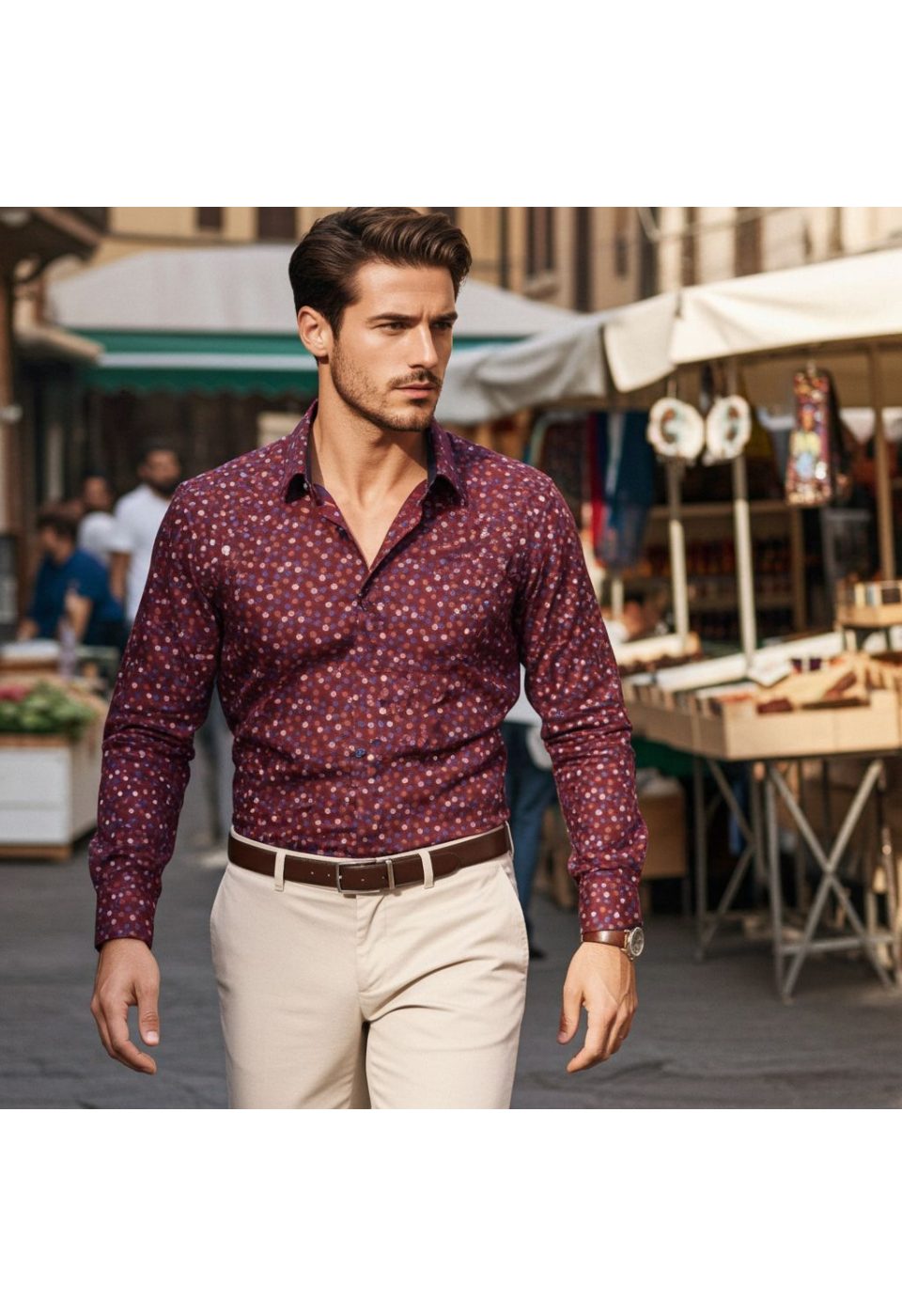 Slim Fit Uzun Kol Desenli Erkek Gömlek 3GMK321227003 - Giovanni Fratelli