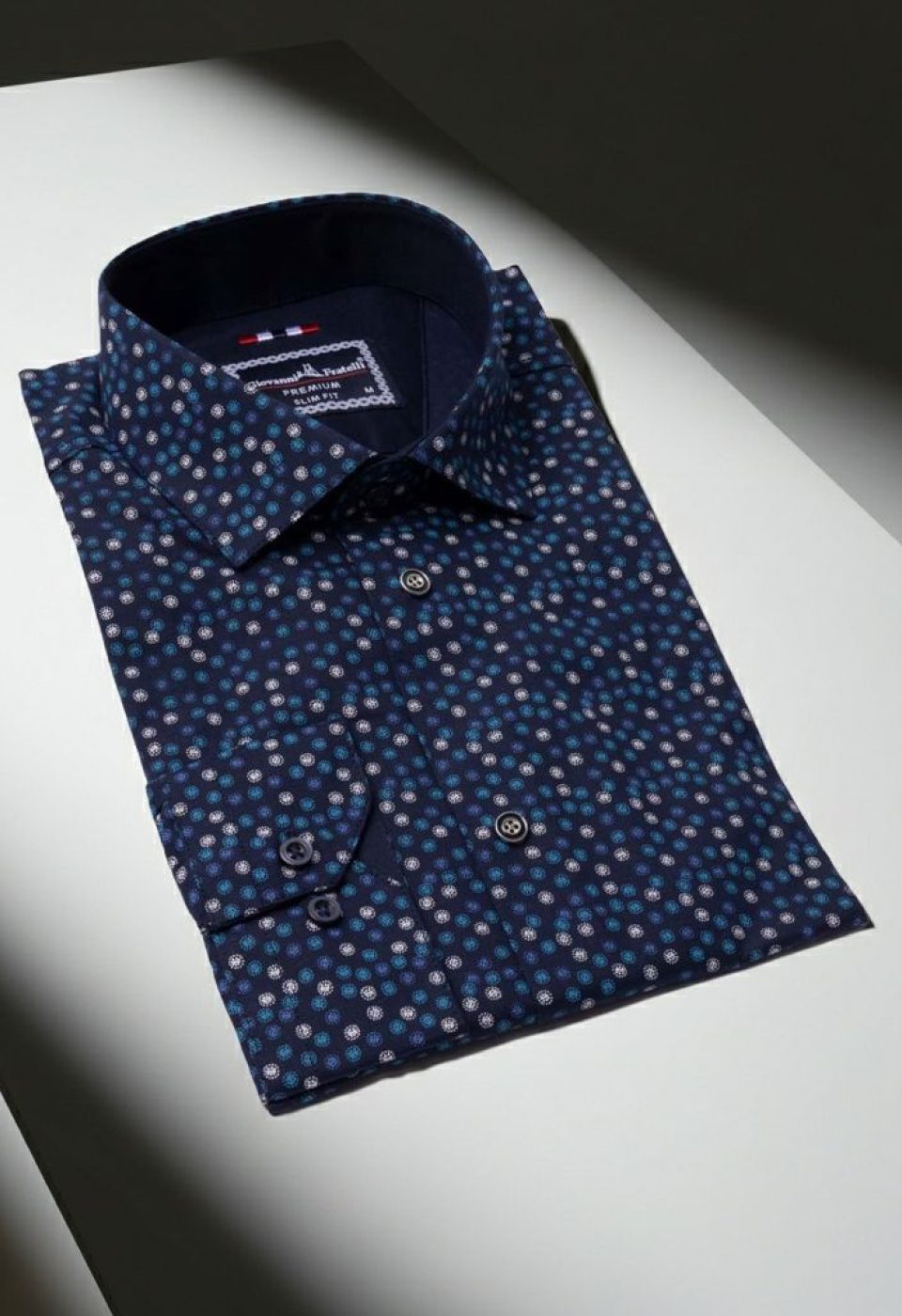 Slim Fit Uzun Kol Desenli Erkek Gömlek 3GMK321227007