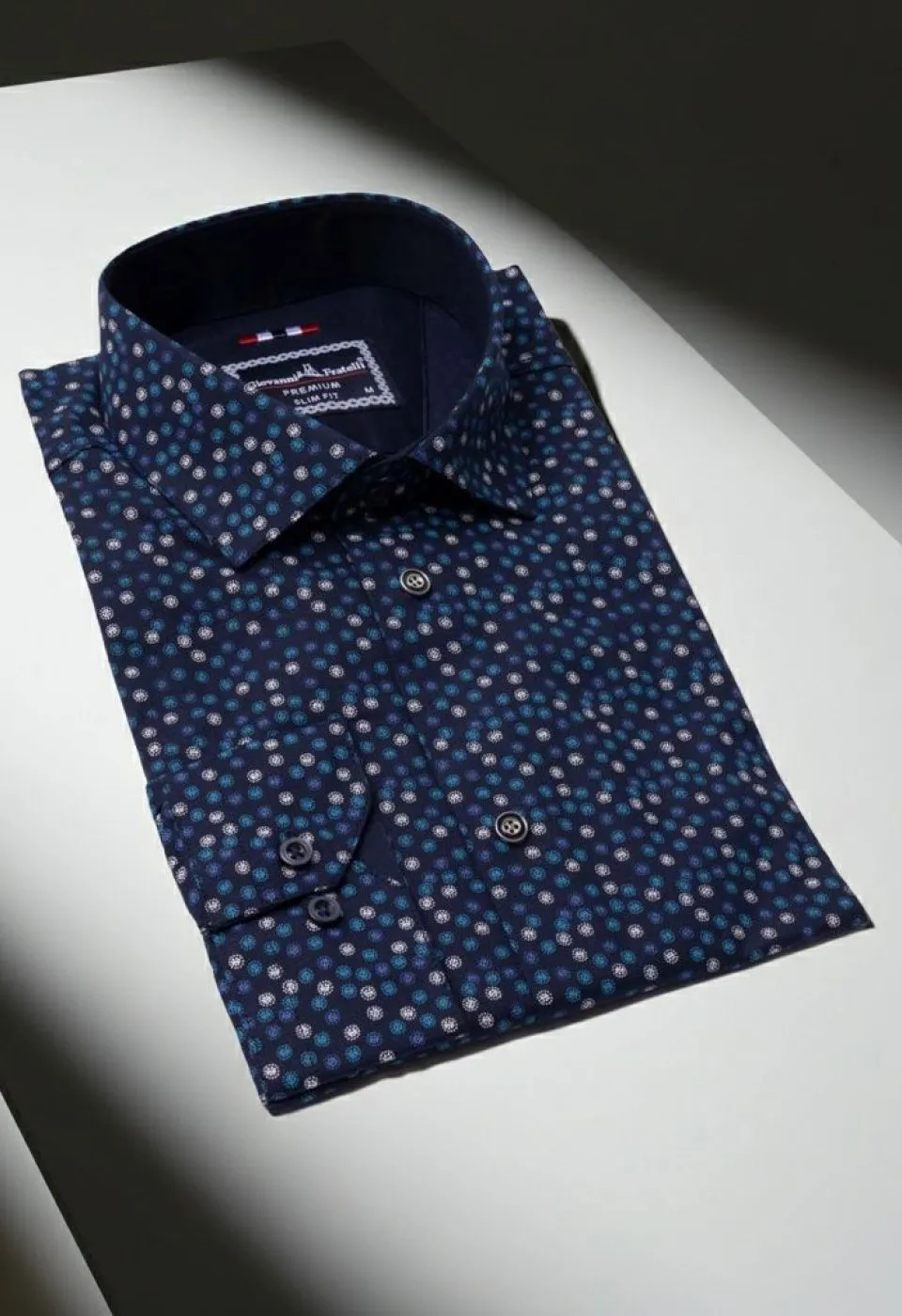 Slim Fit Uzun Kol Desenli Erkek Gömlek 3GMK321227007