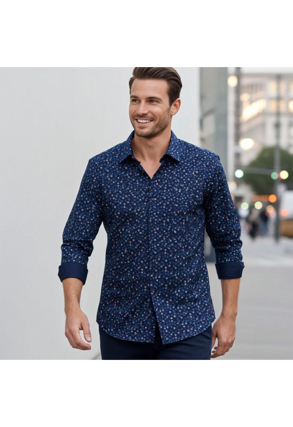 Slim Fit Uzun Kol Desenli Erkek Gömlek 3GMK321227007 - Giovanni Fratelli