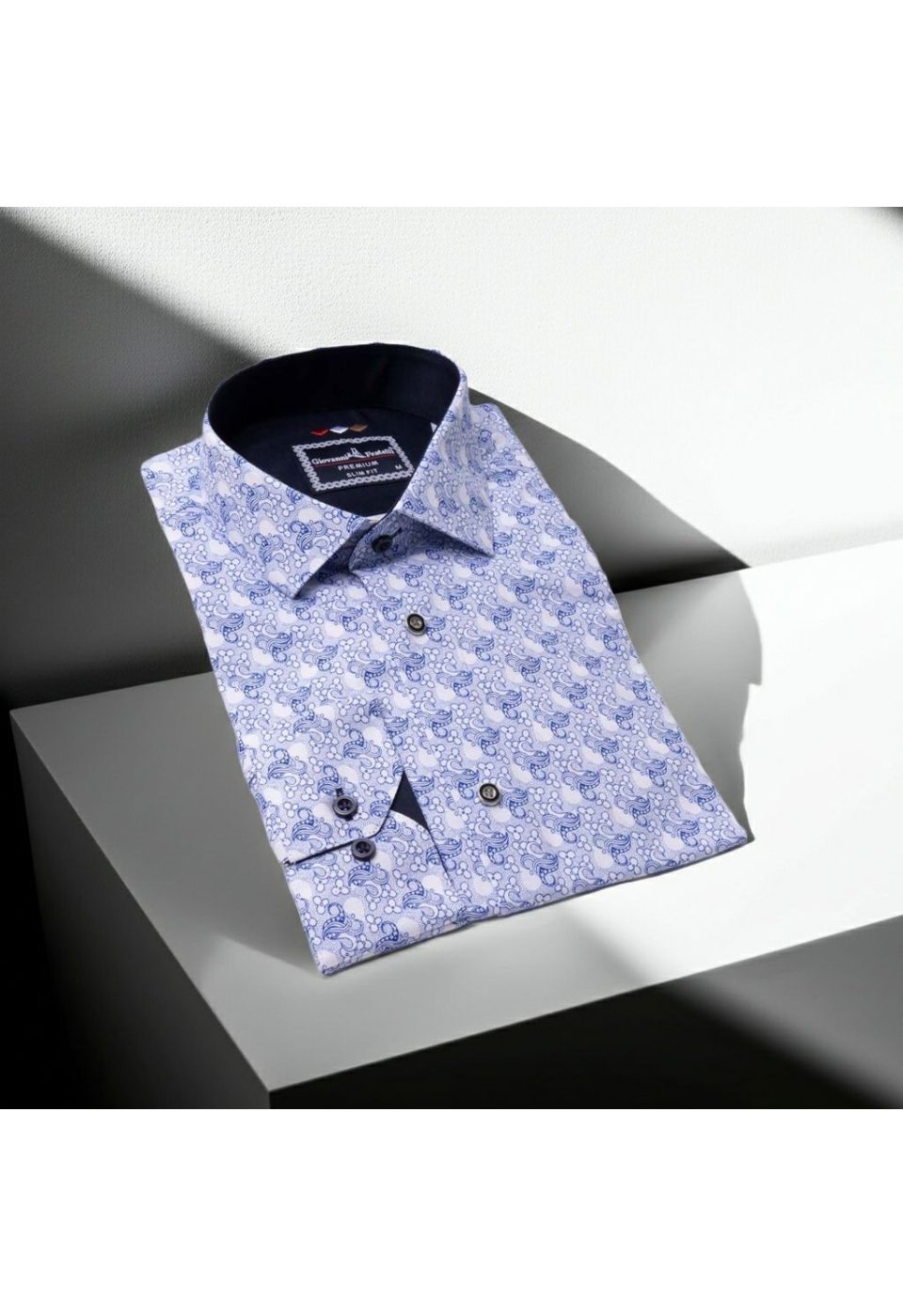 Slim Fit Uzun Kol Desenli Erkek Gömlek 3GMK321228001 - Giovanni Fratelli