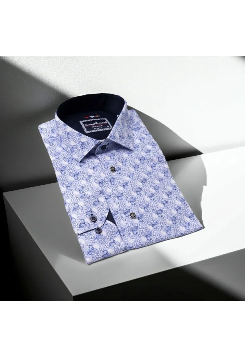 Slim Fit Uzun Kol Desenli Erkek Gömlek 3GMK321228001 - Giovanni Fratelli