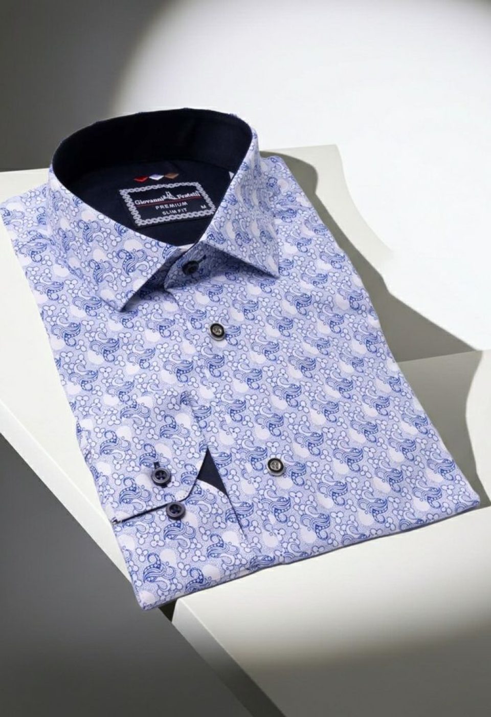 Slim Fit Uzun Kol Desenli Erkek Gömlek 3GMK321228001 - Giovanni Fratelli