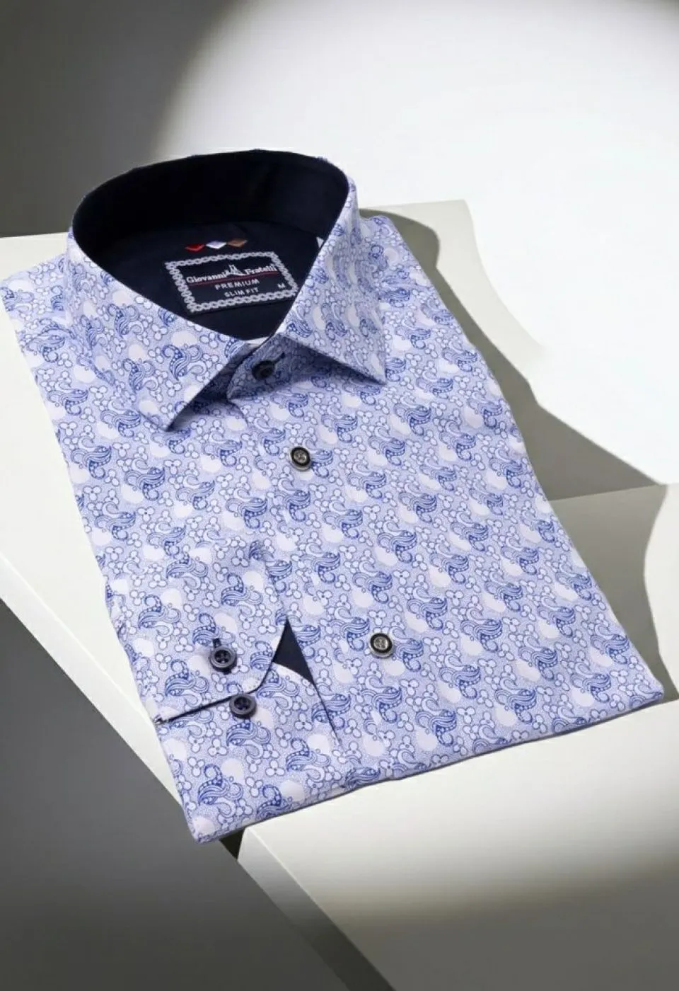 Slim Fit Uzun Kol Desenli Erkek Gömlek 3GMK321228001 - Giovanni Fratelli