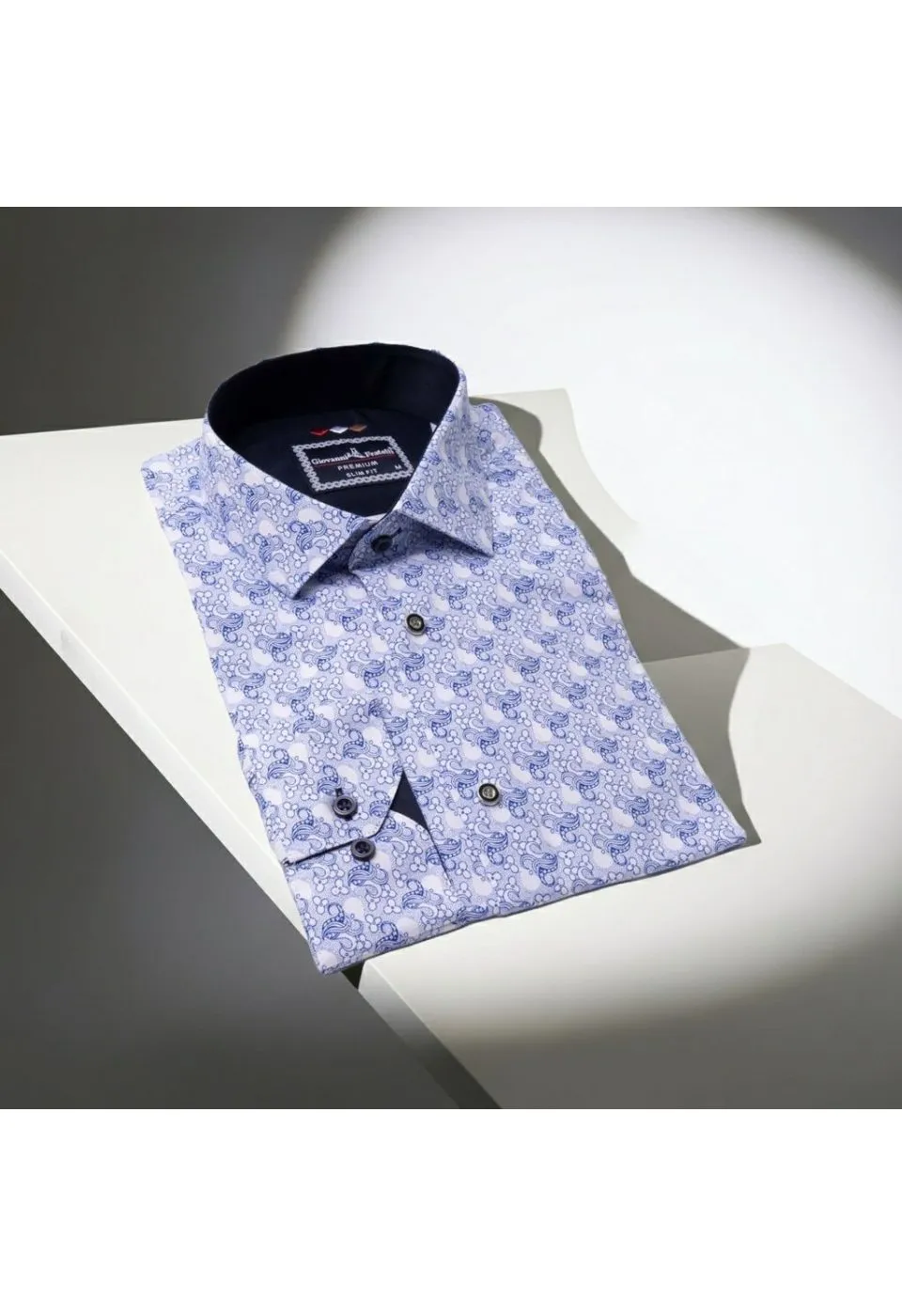 Slim Fit Uzun Kol Desenli Erkek Gömlek 3GMK321228001 - Giovanni Fratelli