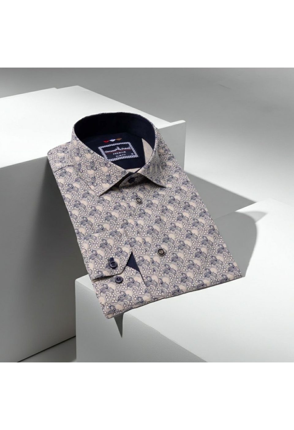 Slim Fit Uzun Kol Desenli Erkek Gömlek 3GMK321228002 - Giovanni Fratelli