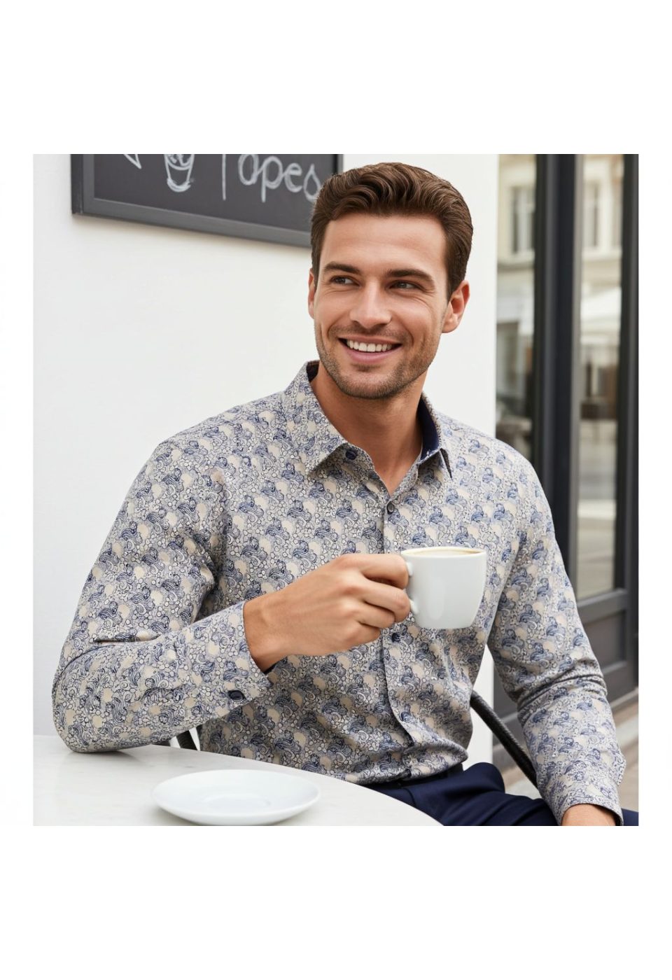 Slim Fit Uzun Kol Desenli Erkek Gömlek 3GMK321228002 - Giovanni Fratelli