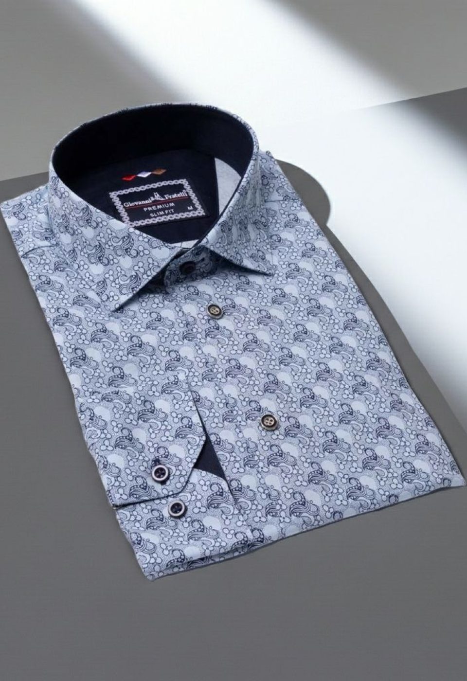 Slim Fit Uzun Kol Desenli Erkek Gömlek 3GMK321228003 - Giovanni Fratelli