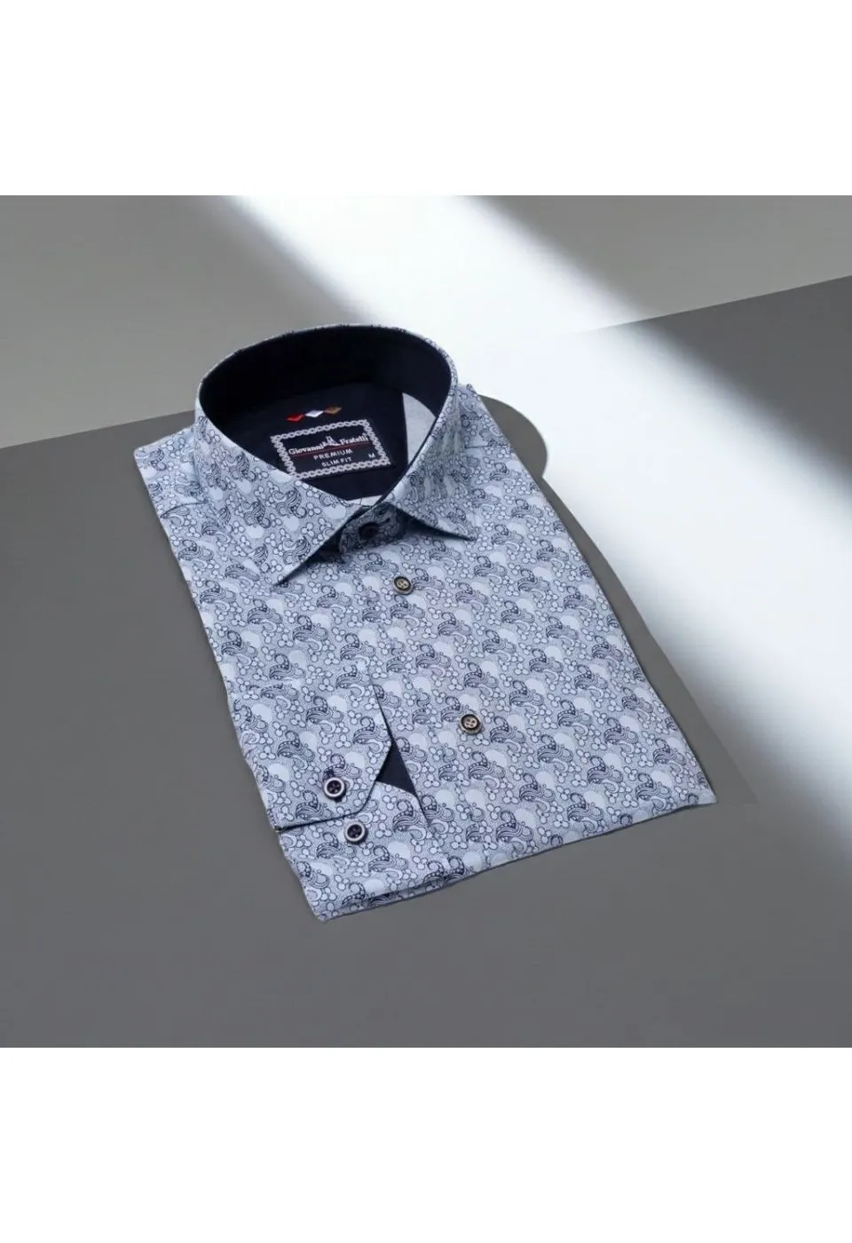 Slim Fit Uzun Kol Desenli Erkek Gömlek 3GMK321228003 - Giovanni Fratelli