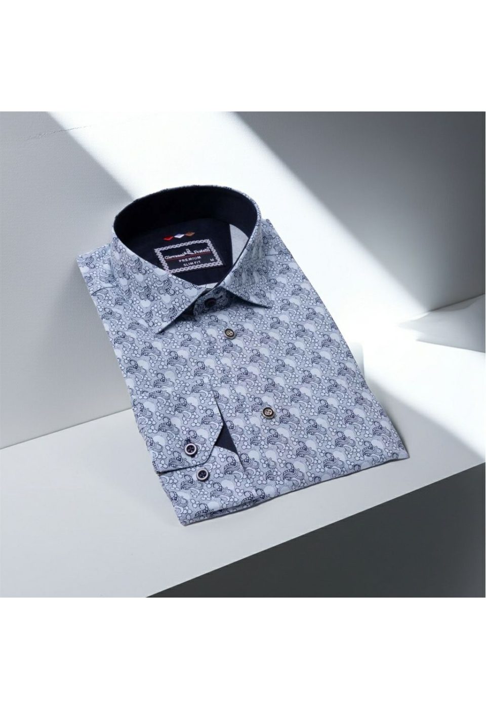 Slim Fit Uzun Kol Desenli Erkek Gömlek 3GMK321228003 - Giovanni Fratelli