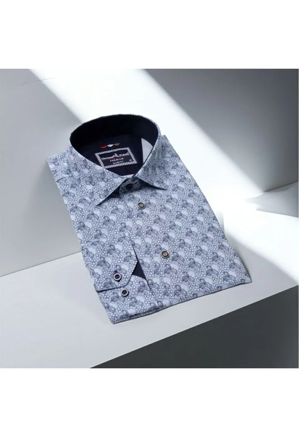 Slim Fit Uzun Kol Desenli Erkek Gömlek 3GMK321228003 - Giovanni Fratelli