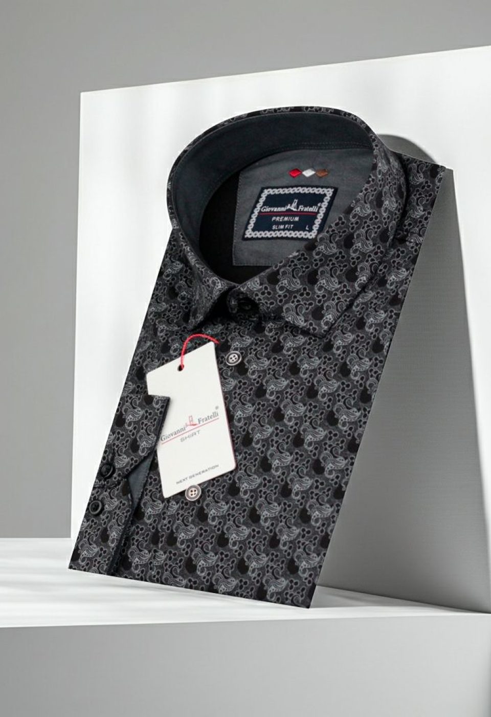 Slim Fit Uzun Kol Desenli Erkek Gömlek 3GMK321228009