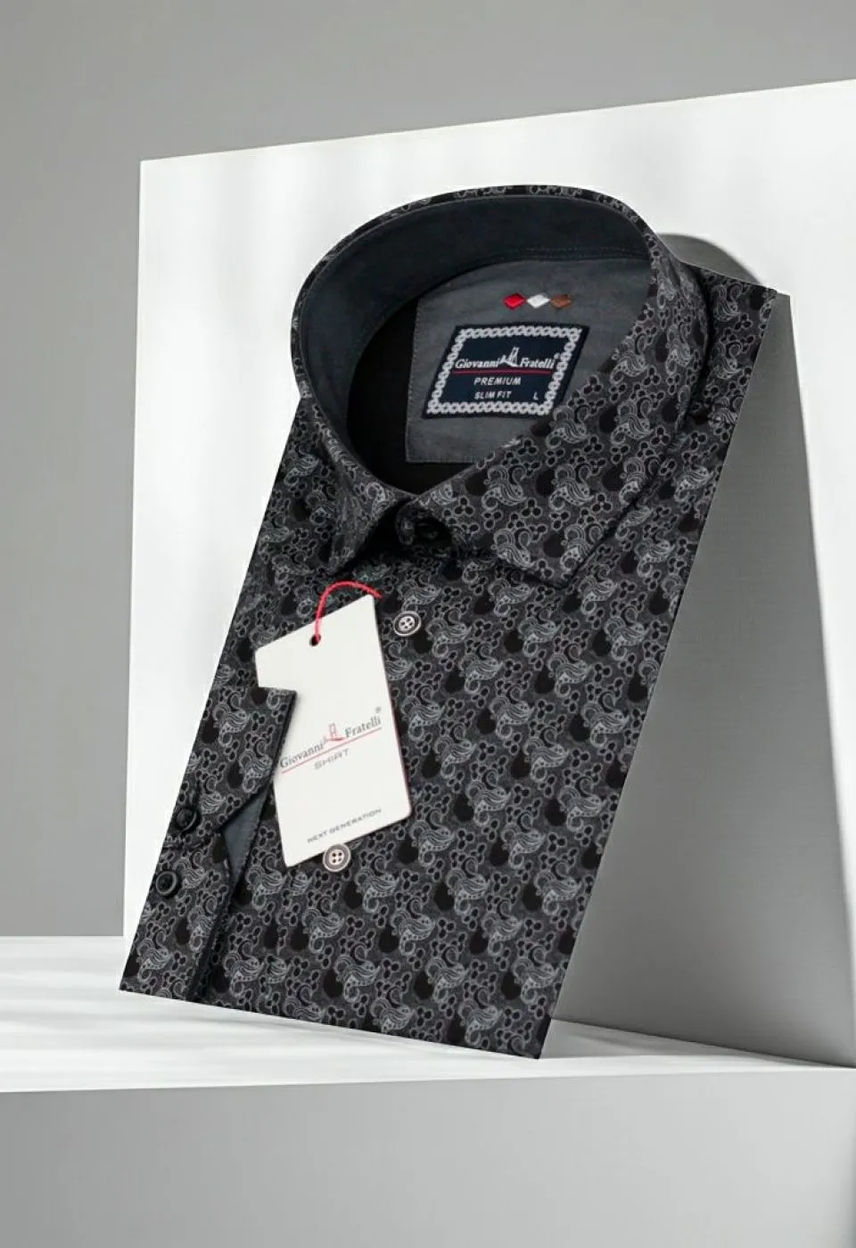 Slim Fit Uzun Kol Desenli Erkek Gömlek 3GMK321228009 - Giovanni Fratelli