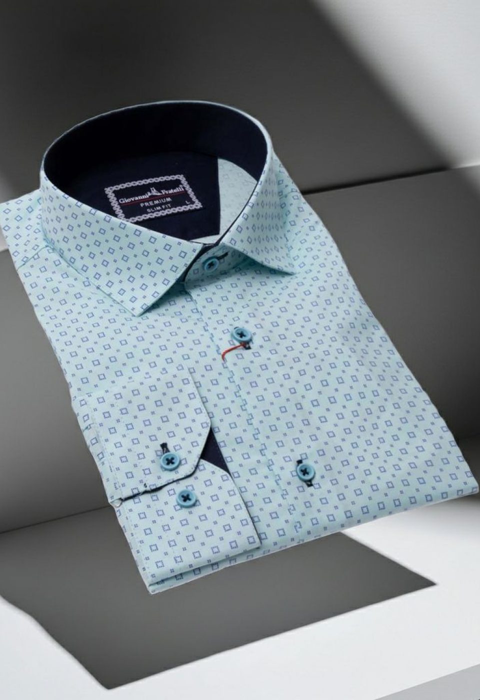 Slim Fit Uzun Kol Desenli Erkek Gömlek 3GMK321229003