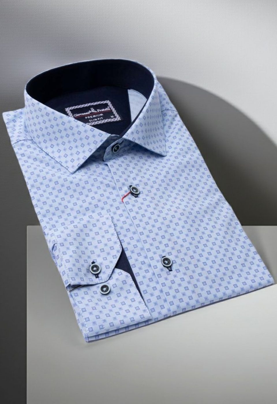 Slim Fit Uzun Kol Desenli Erkek Gömlek 3GMK321229004