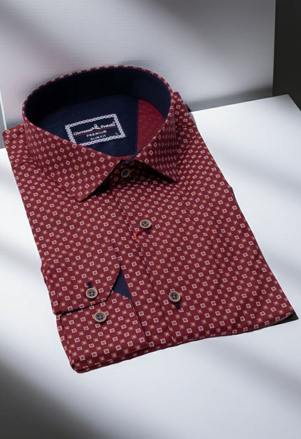 Slim Fit Uzun Kol Desenli Erkek Gömlek 3GMK321229008