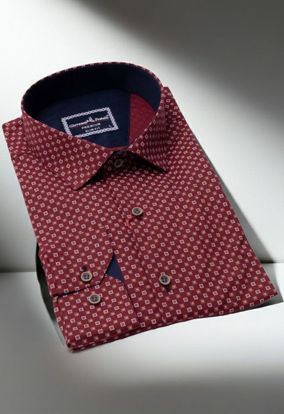Slim Fit Uzun Kol Desenli Erkek Gömlek 3GMK321229008