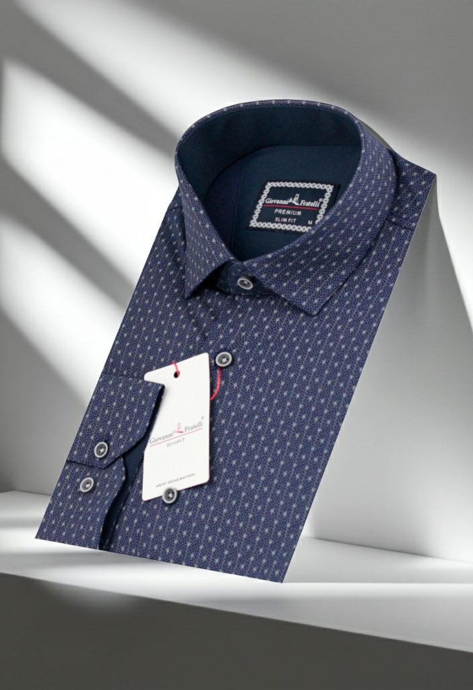 Slim Fit Uzun Kol Desenli Erkek Gömlek 3GMK321239006