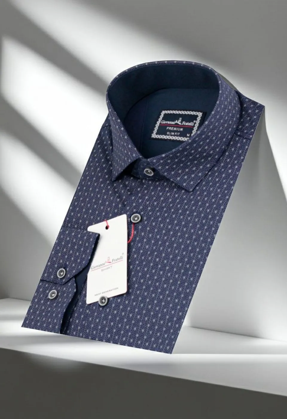 Slim Fit Uzun Kol Desenli Erkek Gömlek 3GMK321239006