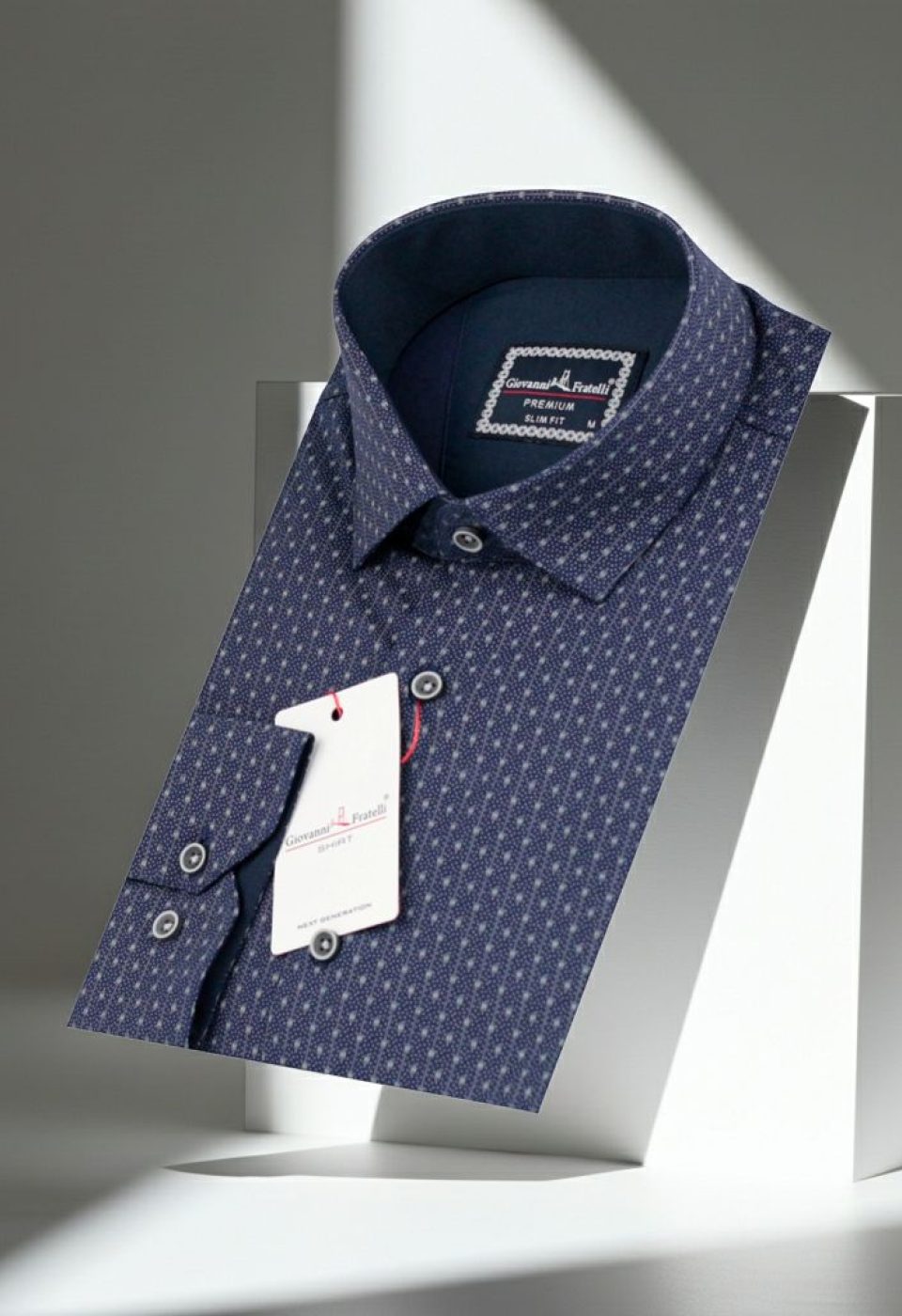 Slim Fit Uzun Kol Desenli Erkek Gömlek 3GMK321239006