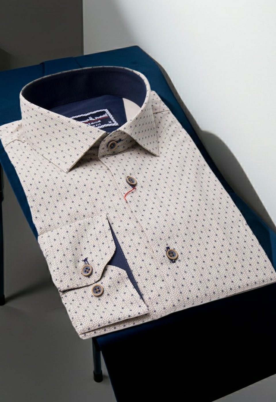 Slim Fit Uzun Kol Desenli Erkek Gömlek 3GMK321239007