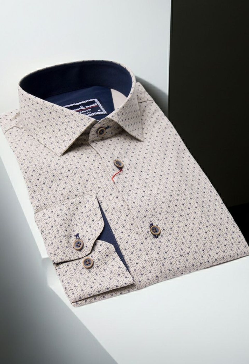 Slim Fit Uzun Kol Desenli Erkek Gömlek 3GMK321239007