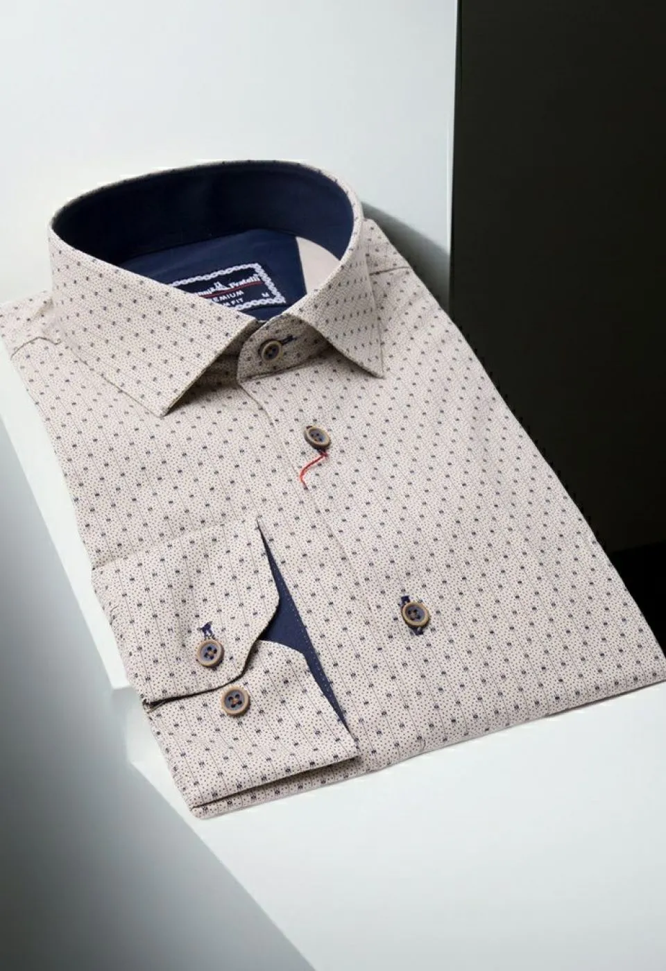 Slim Fit Uzun Kol Desenli Erkek Gömlek 3GMK321239007