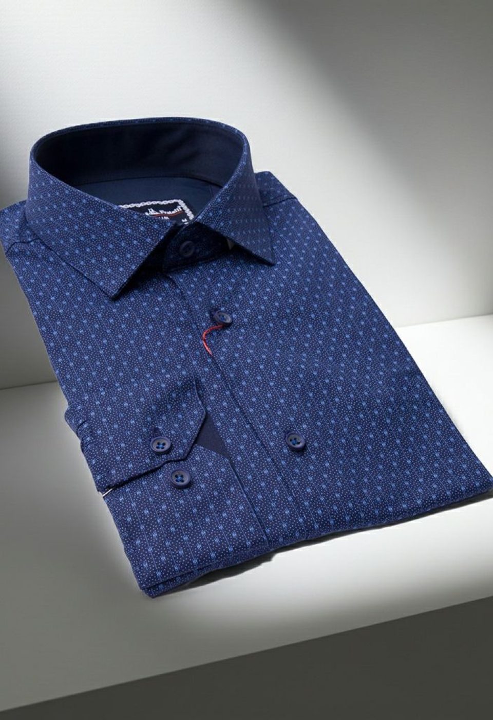 Slim Fit Uzun Kol Desenli Erkek Gömlek 3GMK321239008