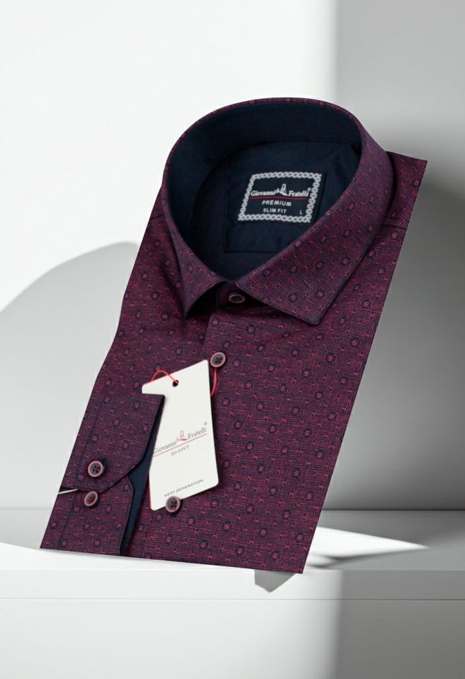 Slim Fit Uzun Kol Desenli Erkek Gömlek 3GMK321239009