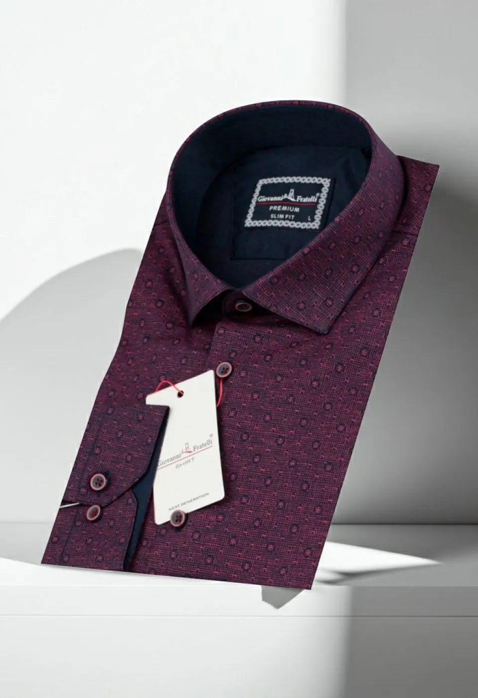 Slim Fit Uzun Kol Desenli Erkek Gömlek 3GMK321239009 - Giovanni Fratelli