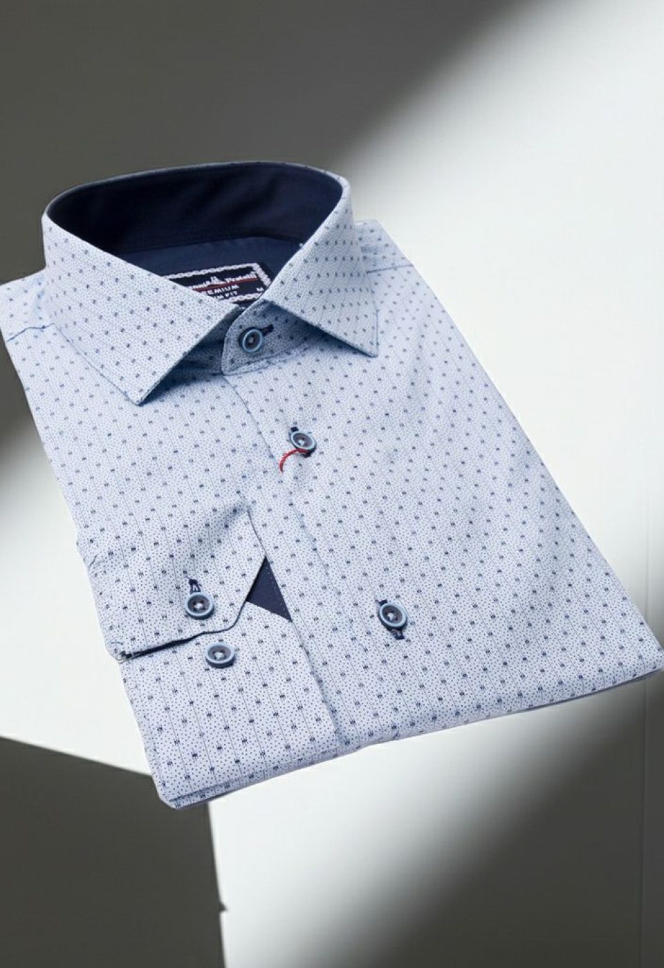 Slim Fit Uzun Kol Desenli Erkek Gömlek 3GMK321239011