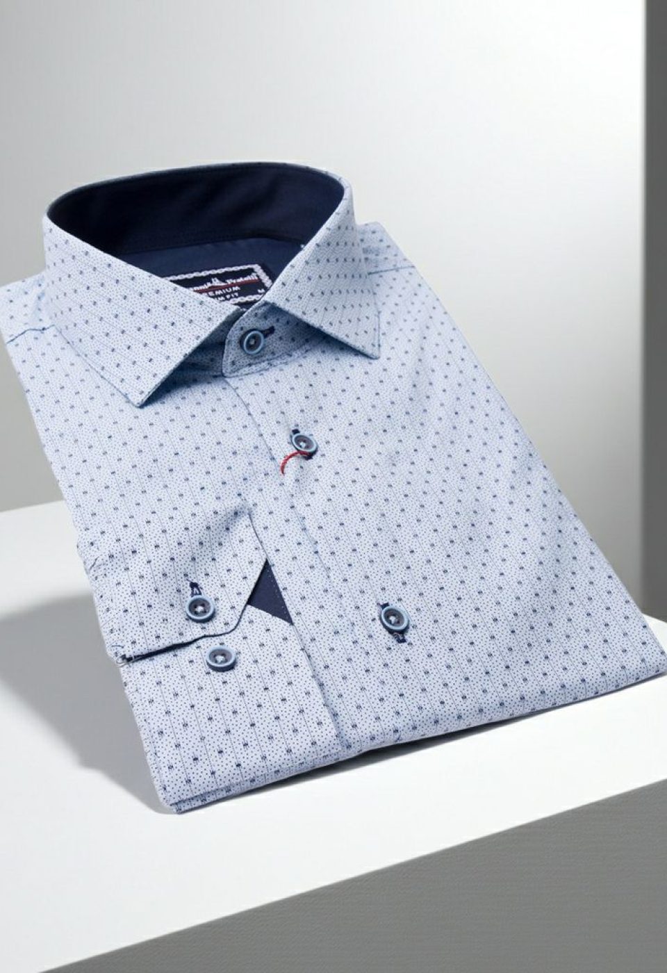Slim Fit Uzun Kol Desenli Erkek Gömlek 3GMK321239011