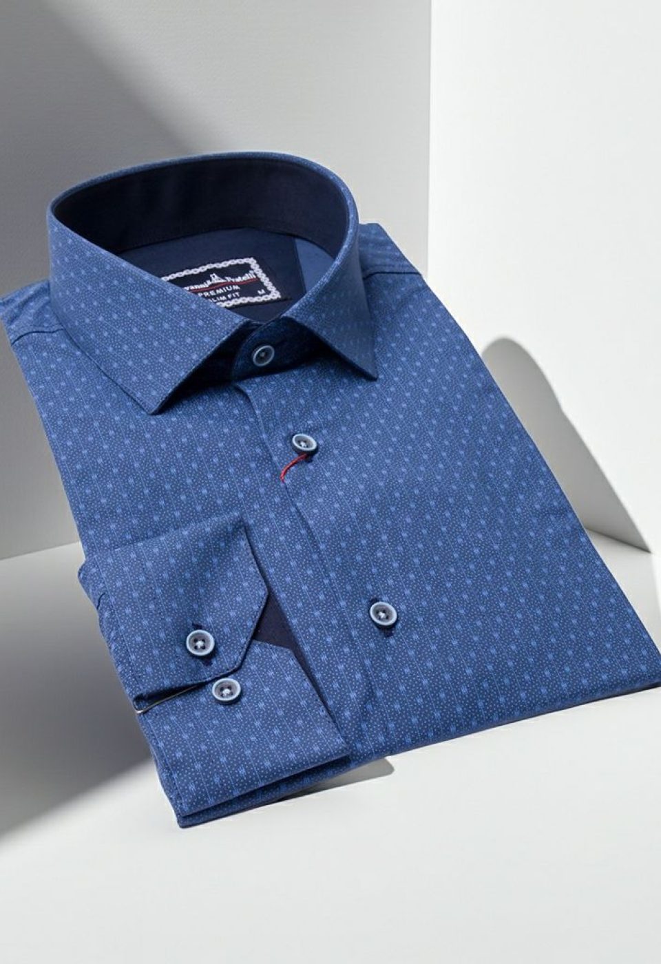 Slim Fit Uzun Kol Desenli Erkek Gömlek 3GMK321239014