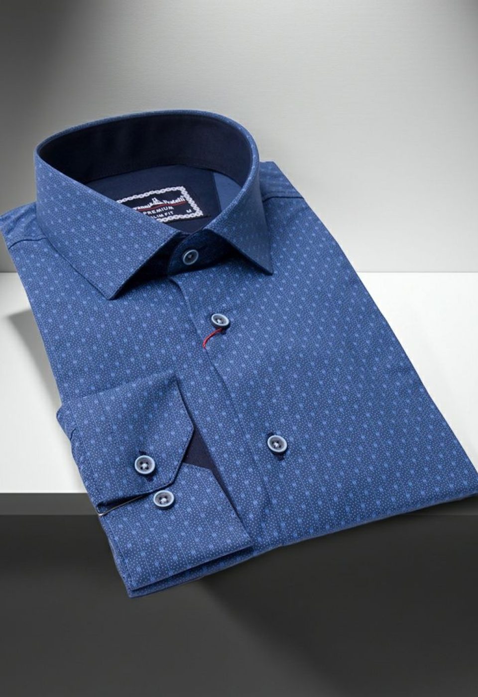 Slim Fit Uzun Kol Desenli Erkek Gömlek 3GMK321239014