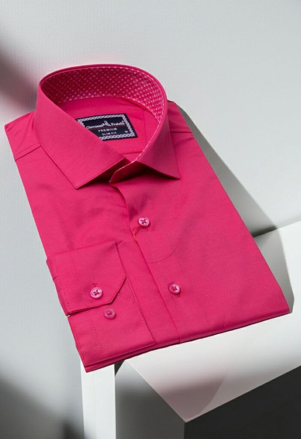 Slim Fit Uzun Kol Düz Renk Saten Erkek Gömlek 3GMK331244009