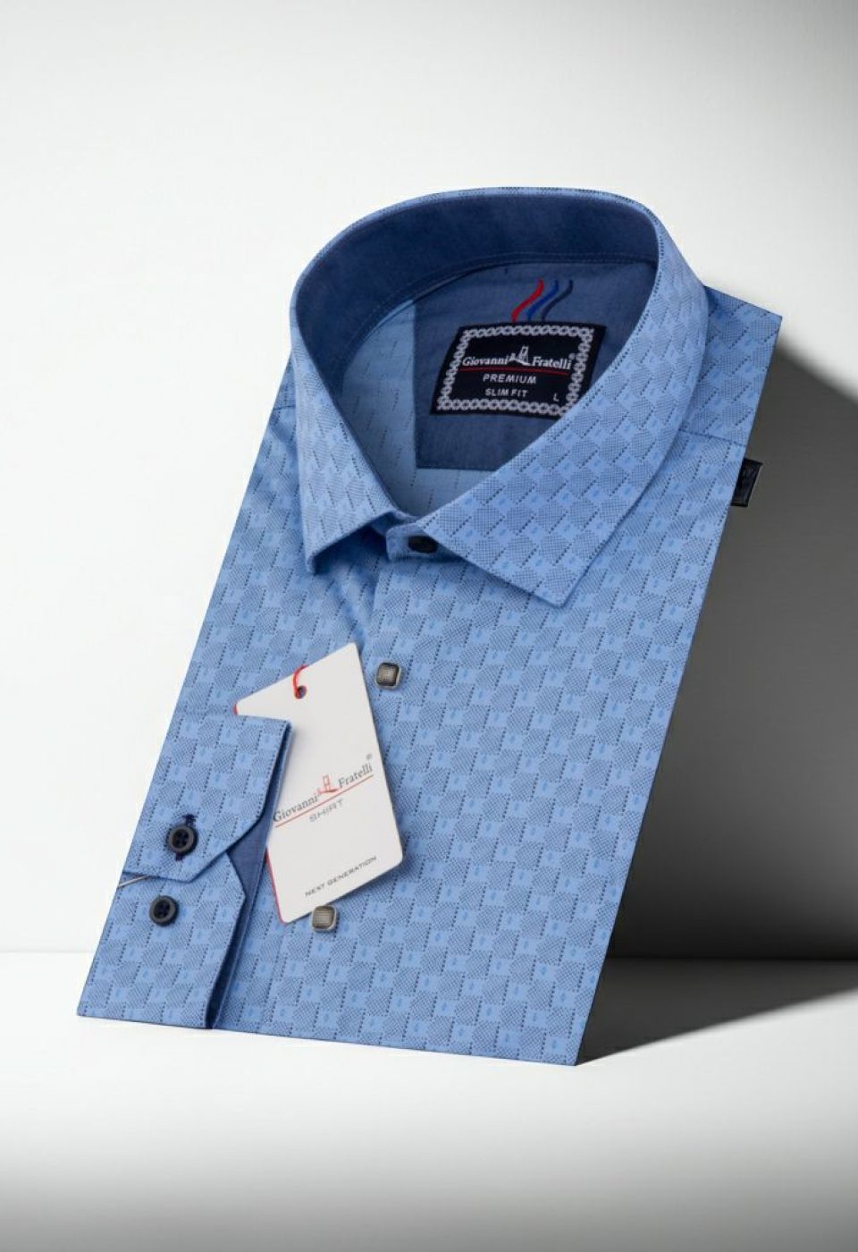 Slim Fit Uzun Kol Desenli Erkek Gömlek 3GMK311256004
