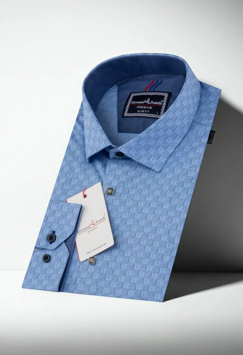 Slim Fit Uzun Kol Desenli Erkek Gömlek 3GMK311256004