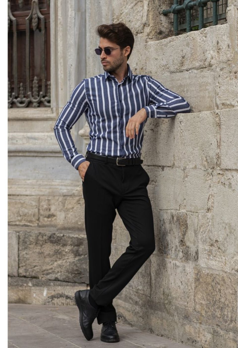 Slim Fit Uzun Kol Desenli Erkek Gömlek 3GMK311279005 - Giovanni Fratelli