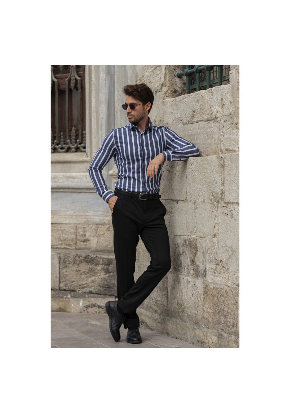 Slim Fit Uzun Kol Desenli Erkek Gömlek 3GMK311279005 - Giovanni Fratelli