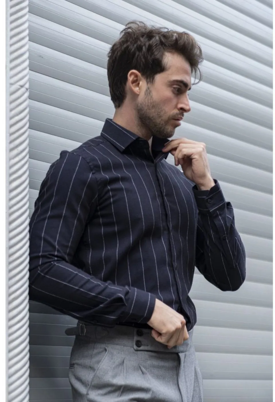 Slim Fit Uzun Kol Desenli Erkek Gömlek 3GMK311279010 - Giovanni Fratelli
