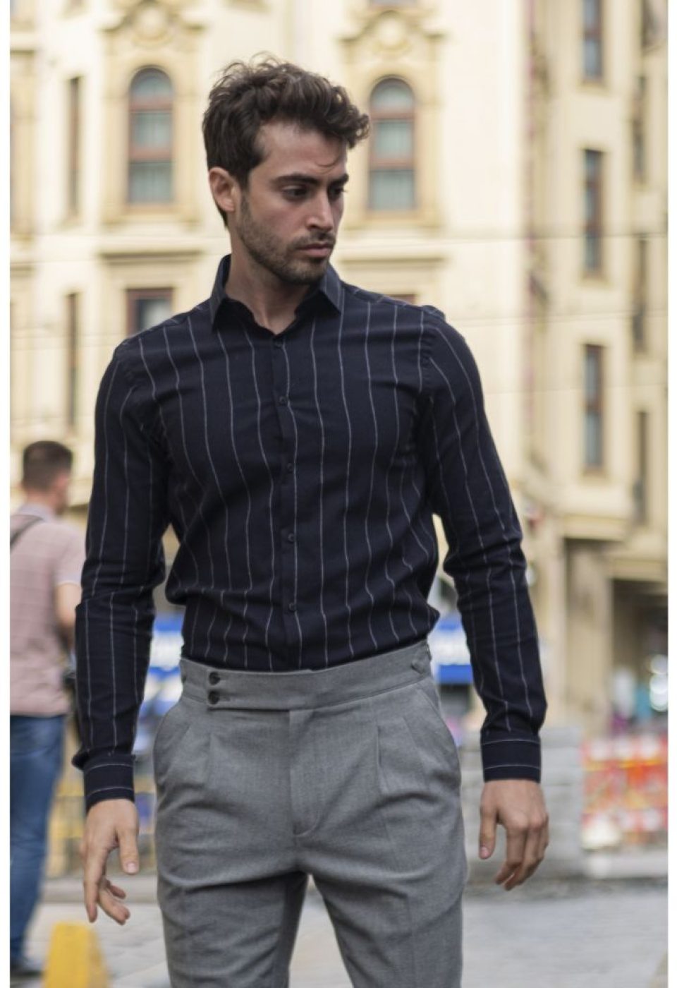 Slim Fit Uzun Kol Desenli Erkek Gömlek 3GMK311279010 - Giovanni Fratelli