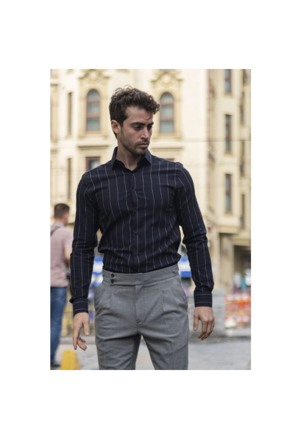 Slim Fit Uzun Kol Desenli Erkek Gömlek 3GMK311279010 - Giovanni Fratelli